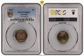 2013 $2 Coronation Colorized MS63