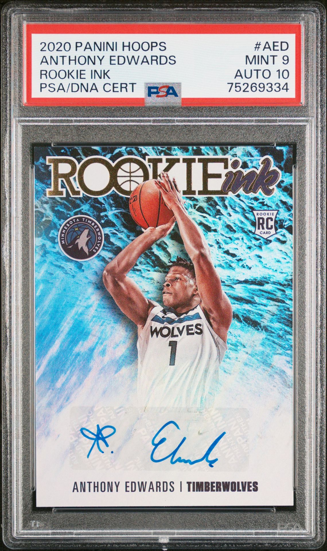 2020 Panini PANINI HOOPS ROOKIE INK #AED Anthony Edwards front
