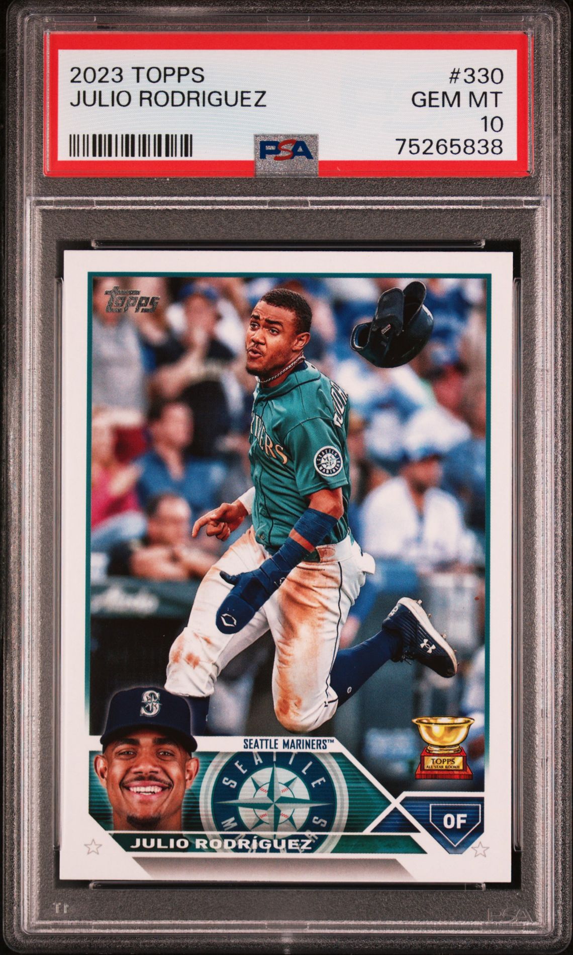2023 Topps Julio Rodriguez #330 Gem Mt 10 front view - PSA graded GEM MT 10