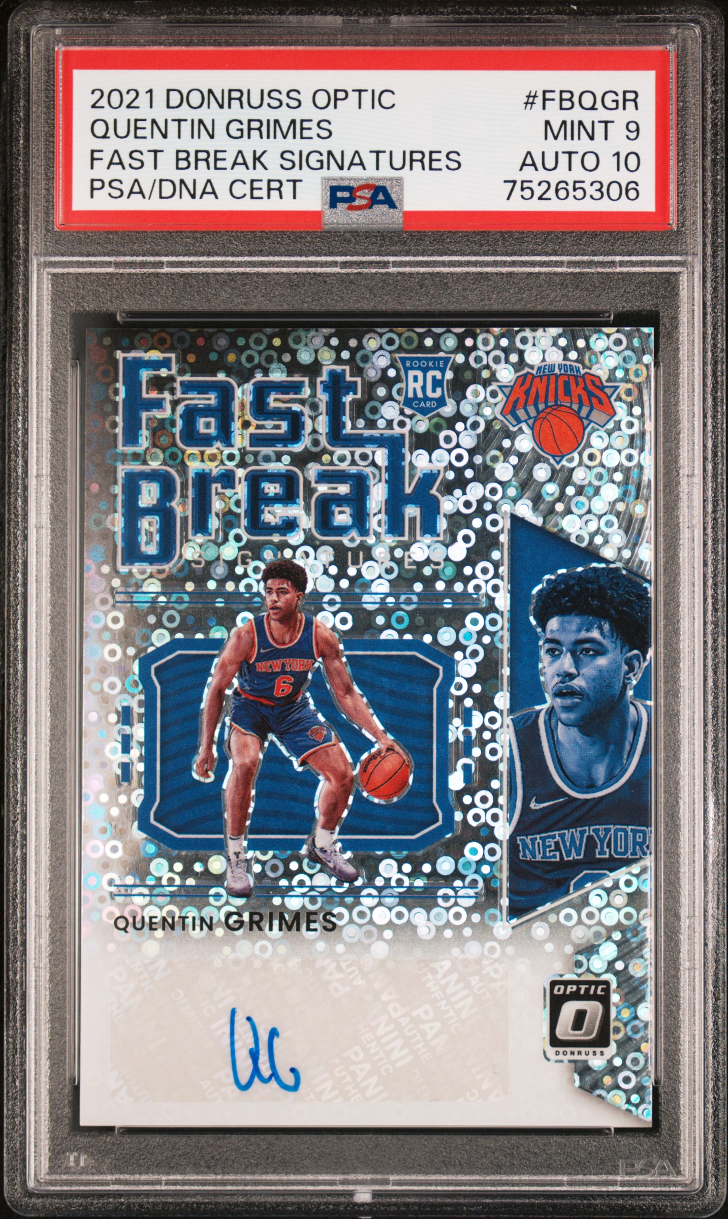 2021 Panini Donruss Optic Fast Break Signatures Quentin Grimes #Fbqgr (Fast Break Signatures) front