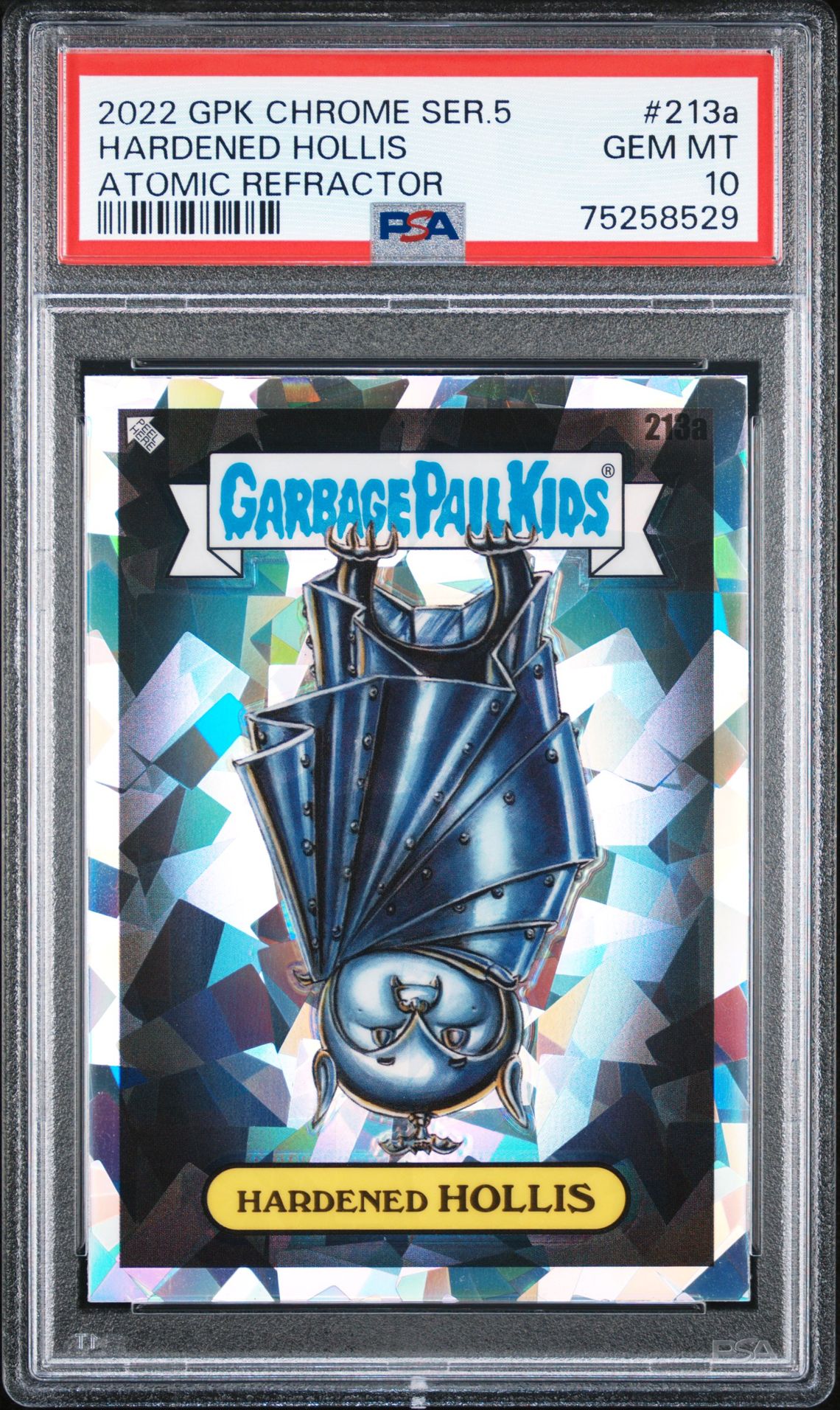 2022 Topps GARBAGE PAIL KIDS CHROME Atomic Refractor #213A Hardened Hollis front