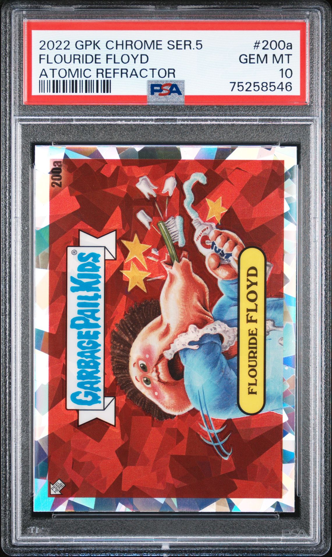 2022 Topps GARBAGE PAIL KIDS CHROME Atomic Refractor #200A Flouride Floyd front