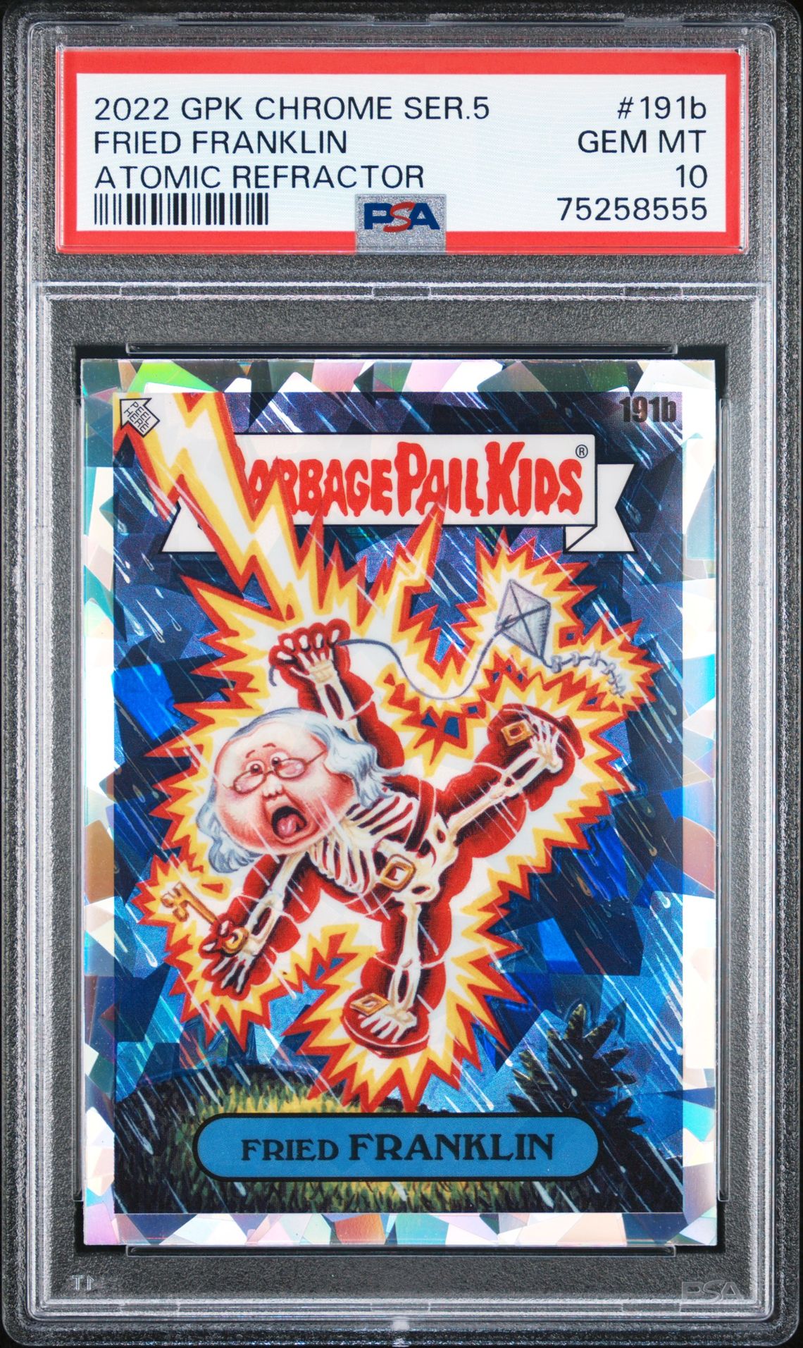 2022 Topps GARBAGE PAIL KIDS CHROME Atomic Refractor #191B Fried Franklin front