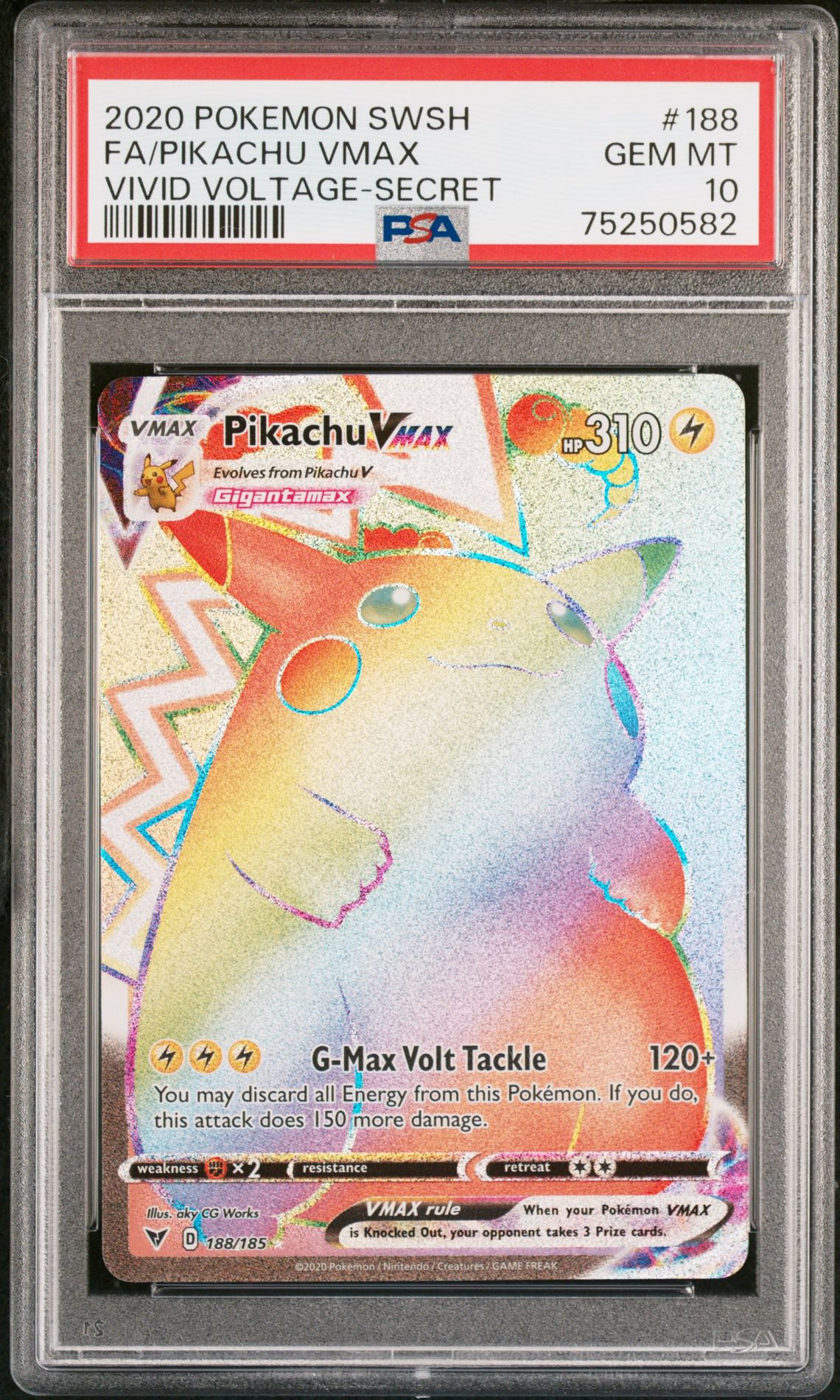 2020 Pokemon POKEMON SWORD & SHIELD VIVID VOLTAGE SECRET #188 Fa/Pikachu Vmax front