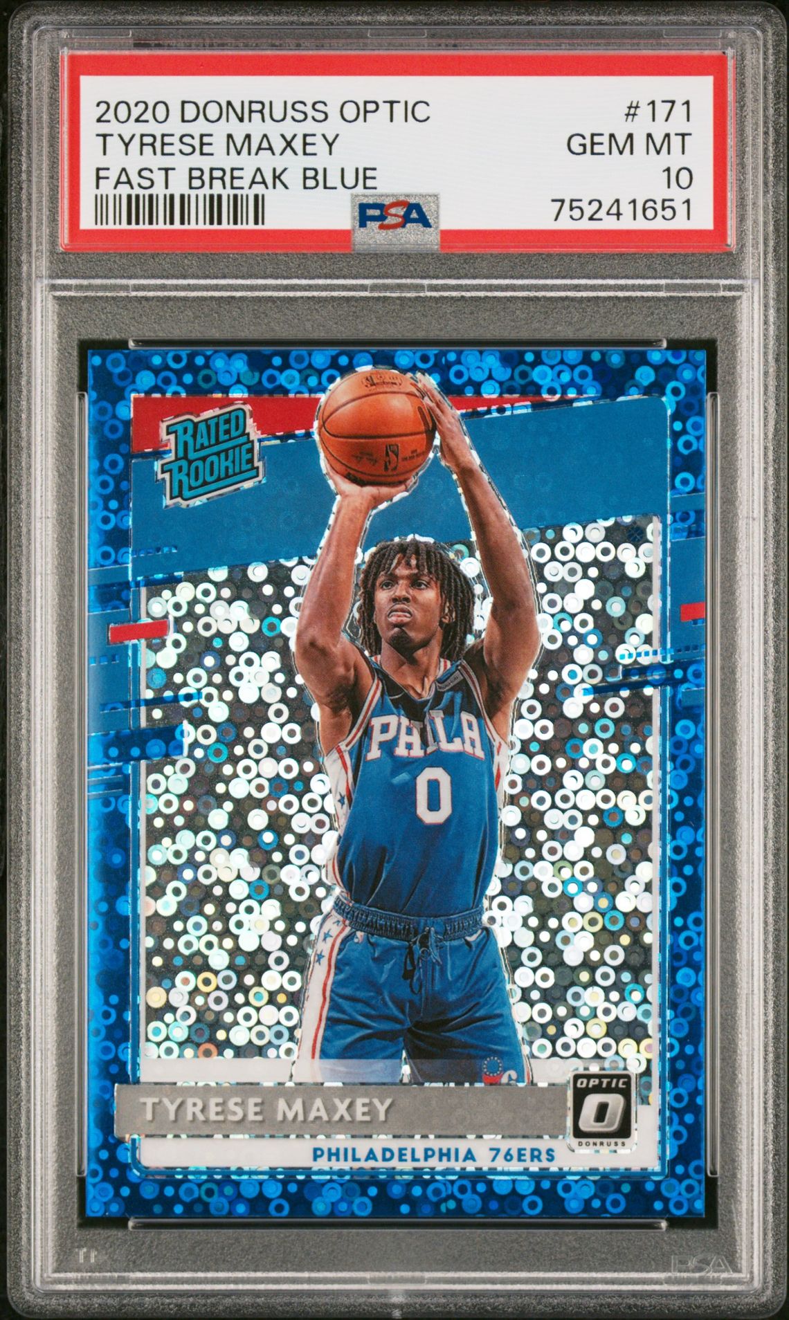 2020 Panini PANINI DONRUSS OPTIC BLUE VELOCITY #171 Tyrese Maxey front