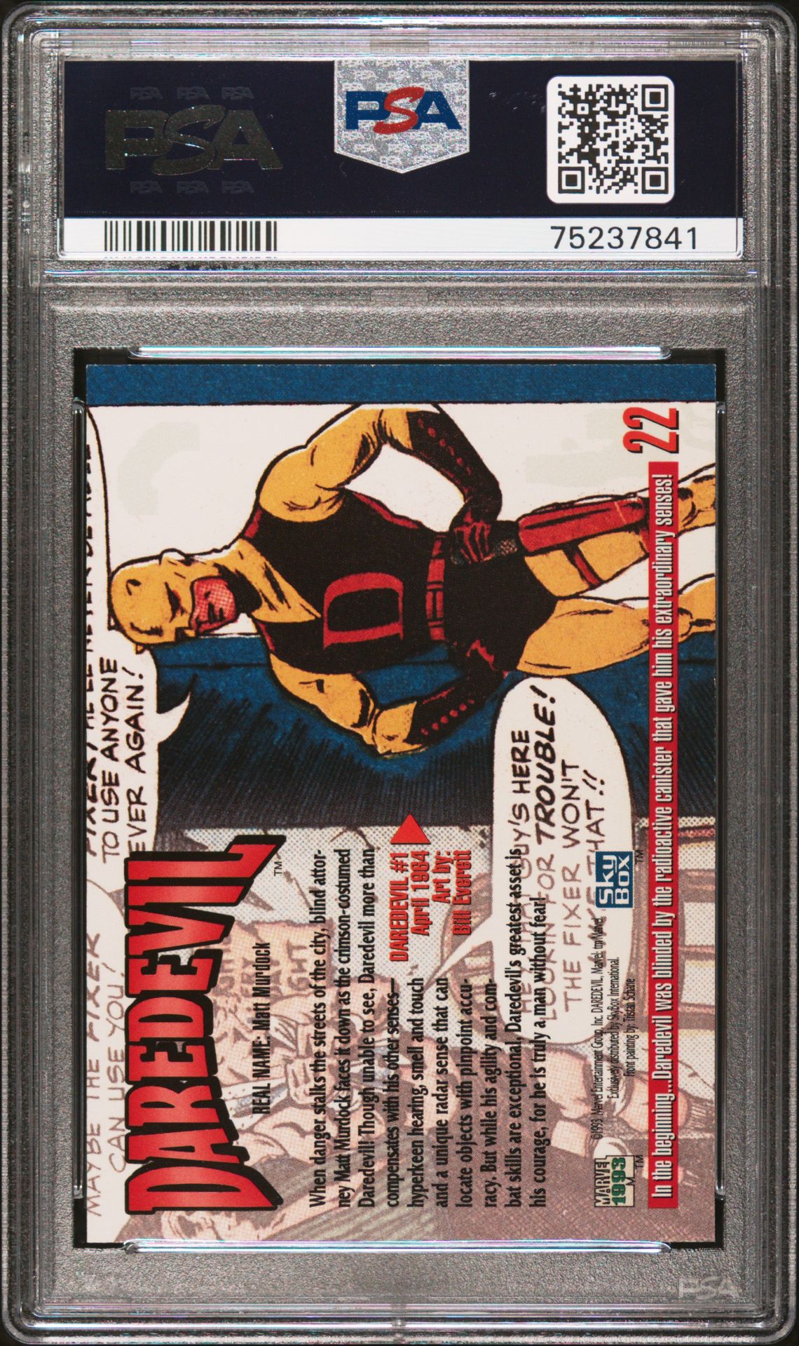 1993 Marvel Masterpieces Daredevil #22 Nm-Mt 8 back