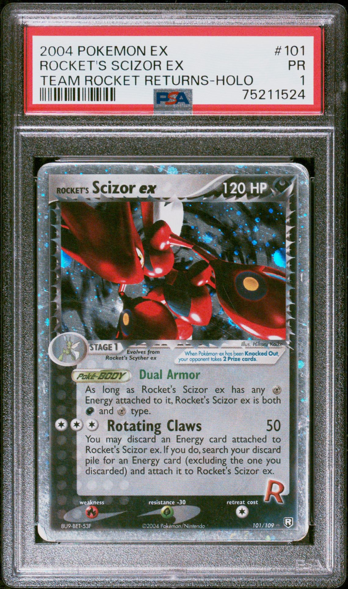 2004 Pokemon POKEMON EX TEAM ROCKET RETURNS HOLO #101 Rocket's Scizor EX front