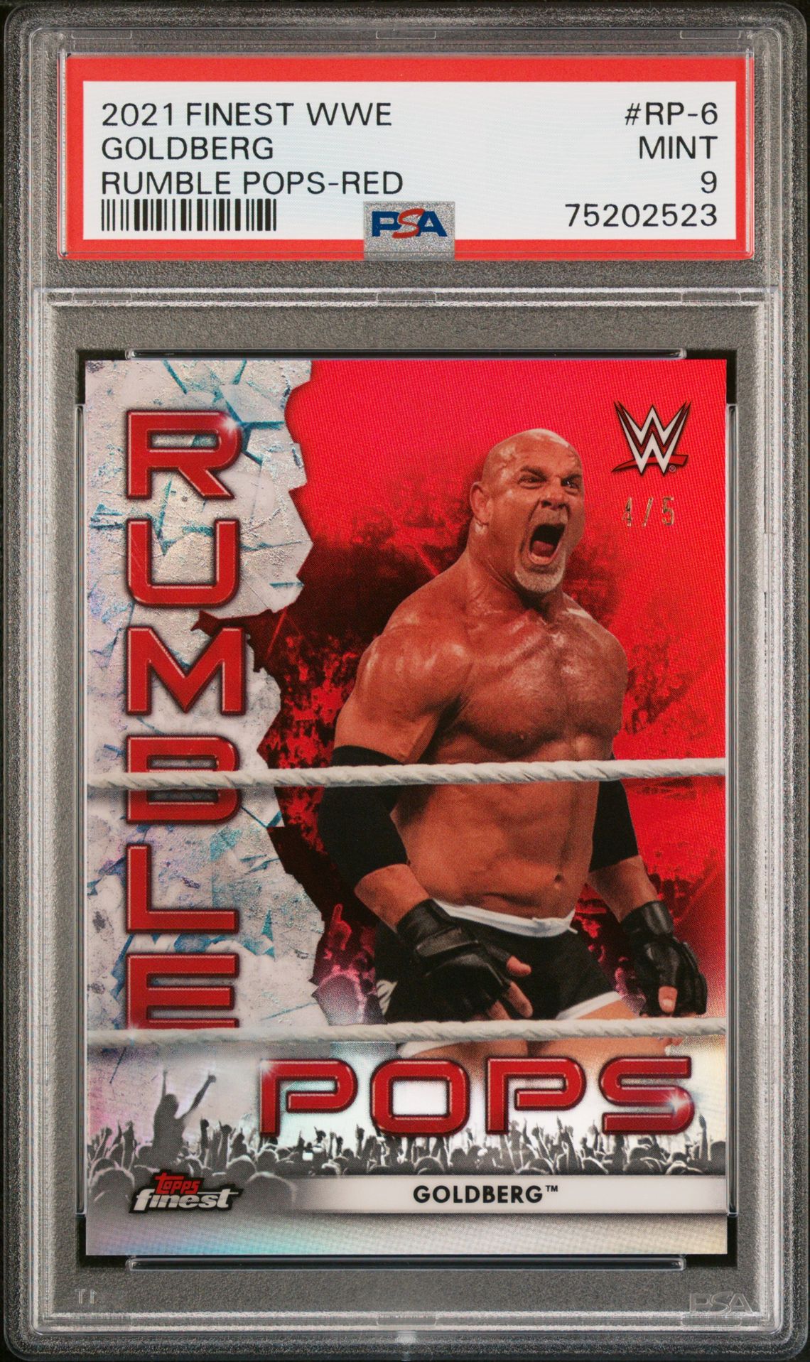 2021 Topps TOPPS FINEST WWE RUMBLE POPS Red Refractor #RP-6 Goldberg front