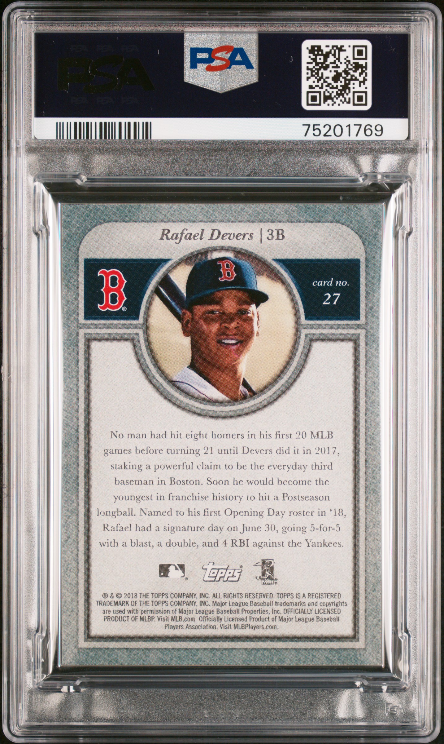 Rafael Devers 2022 Topps Commemorative Player Jersey Number