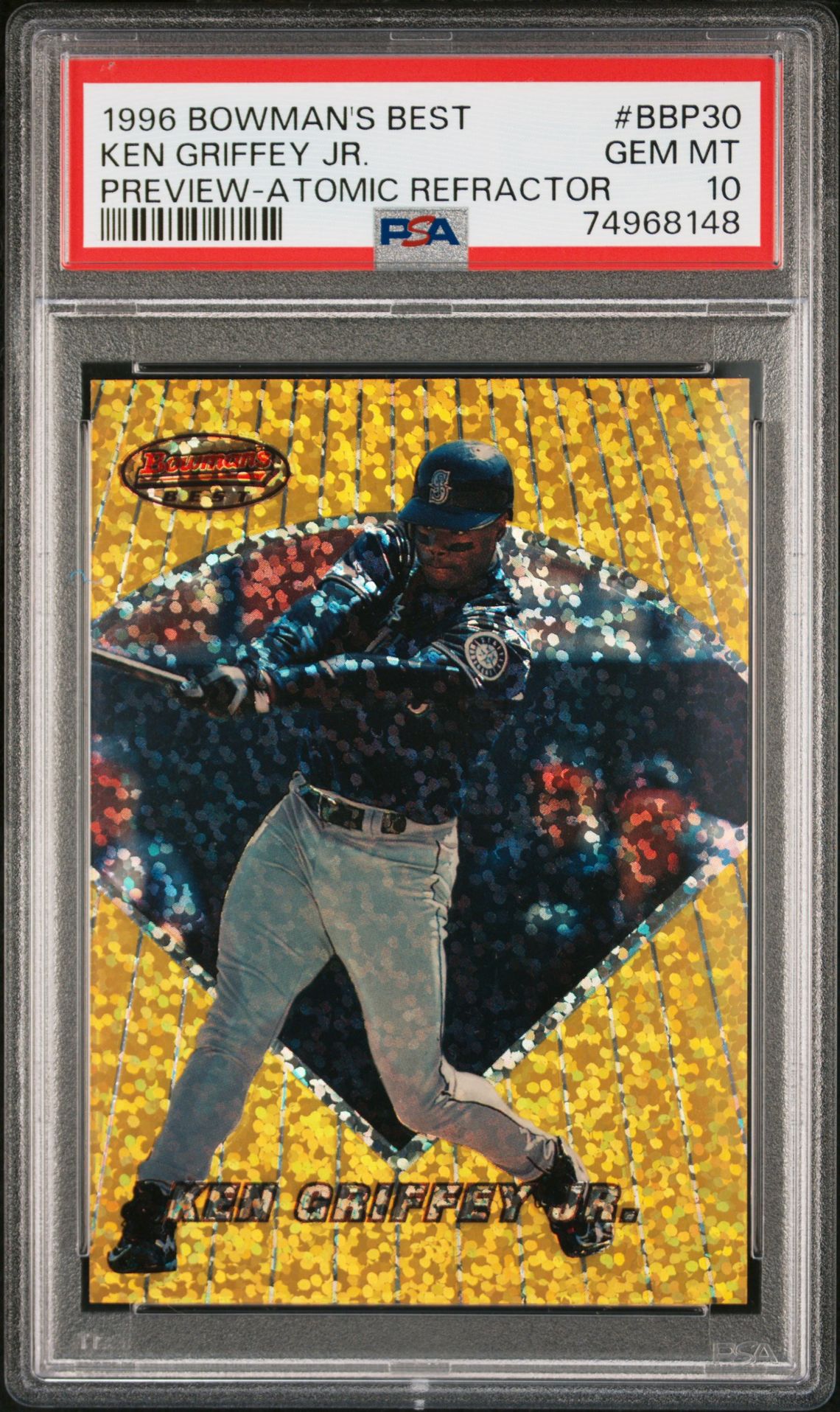1996 Bowman BOWMAN'S BEST PREVIEW Atomic Refractor #BBP30 Ken Griffey Jr. front