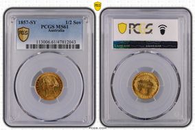 1857-SY 1/2 Sov MS61