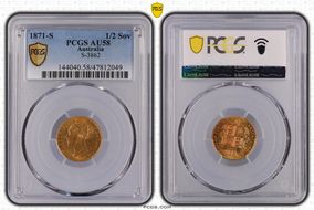 1871-S 1/2 Sov S-3862 AU58