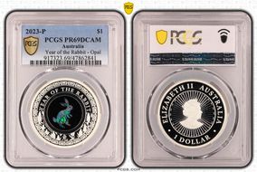 2023-P $1 Year of the Rabbit Opal Ag PR69DCAM