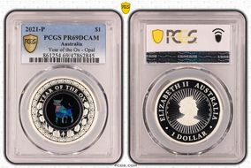 2021-P $1 Year of the Ox Opal Ag PR69DCAM