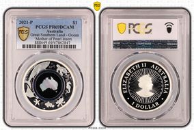 2021-P $1 Great Southern Land - Ocean Mother of Pearl Insert PR69DCAM