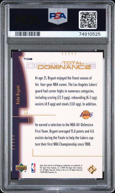 2000 Upper Deck Total Dominance Kobe Bryant #Td8 (Total Dominance) Nm 7 back