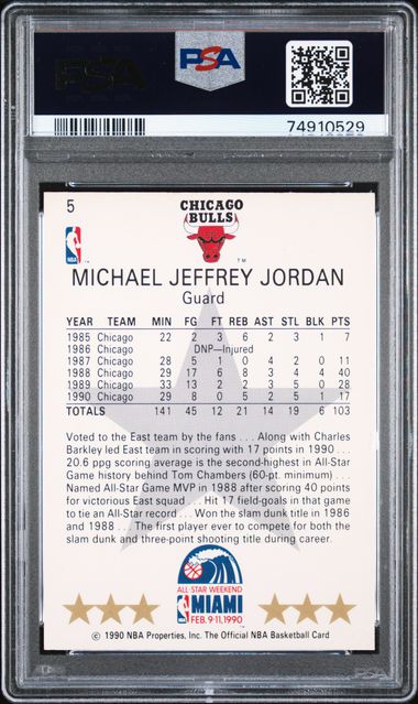 1990 Hoops Michael Jordan #5 (All-Star) Nm-Mt 8 back