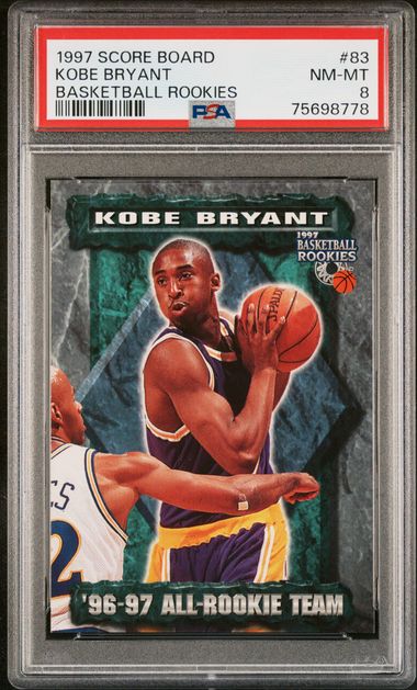 1997 Score Board Basketball Rookies #83 Kobe Bryant PSA 8 on