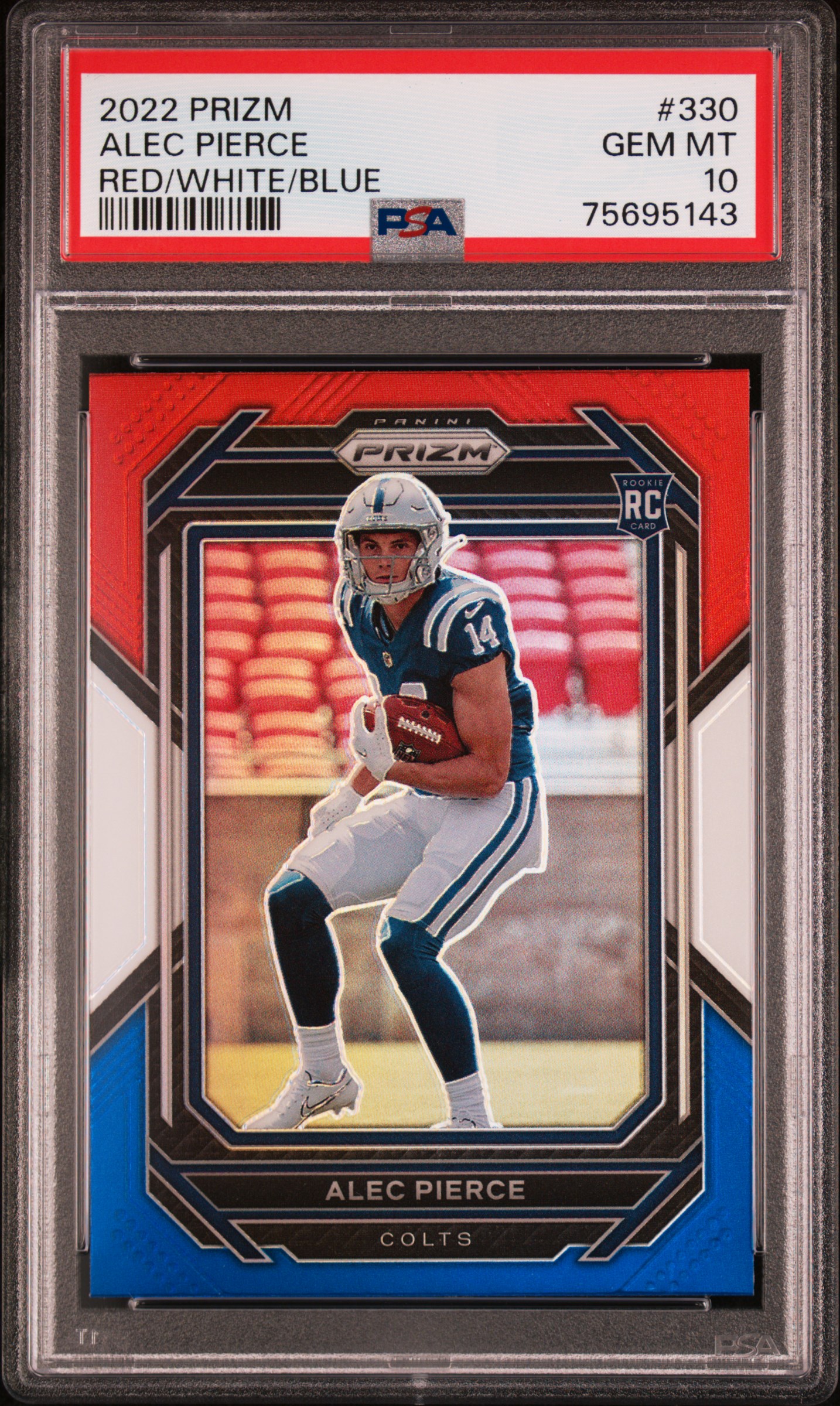 2022 Panini Prizm Red/White/Blue Prizm #330 Alec Pierce Rookie Card – PSA GEM MT 10