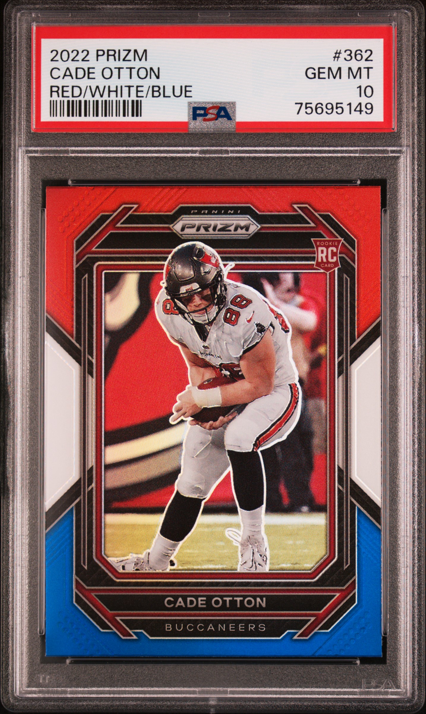 2022 Panini Prizm Red/White/Blue Prizm #362 Cade Otton Rookie Card - PSA GEM MT 10