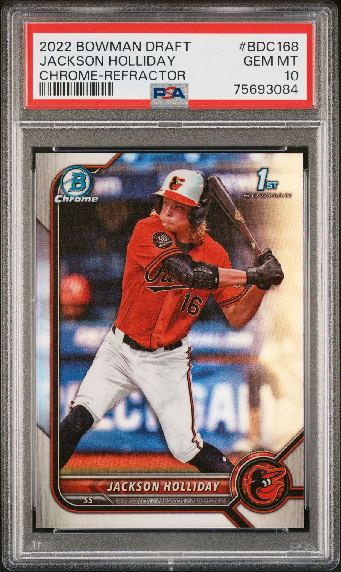 2022 Bowman BOWMAN DRAFT CHROME-REFRACTOR #BDC168 Jackson Holliday front