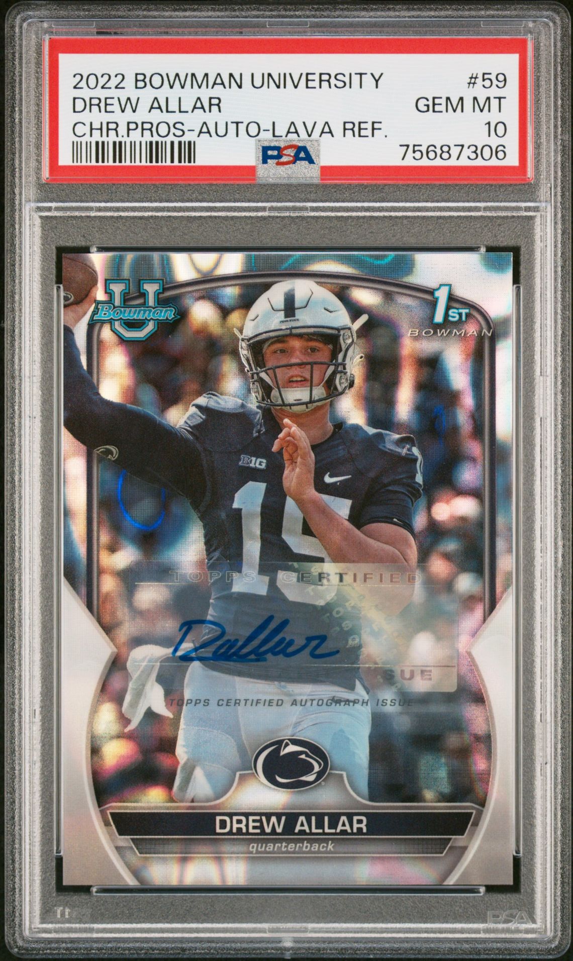 2022 Bowman BOWMAN UNIVERSITY CHROME PROSPECTS PINK REFRACTOR #59 Drew Allar front
