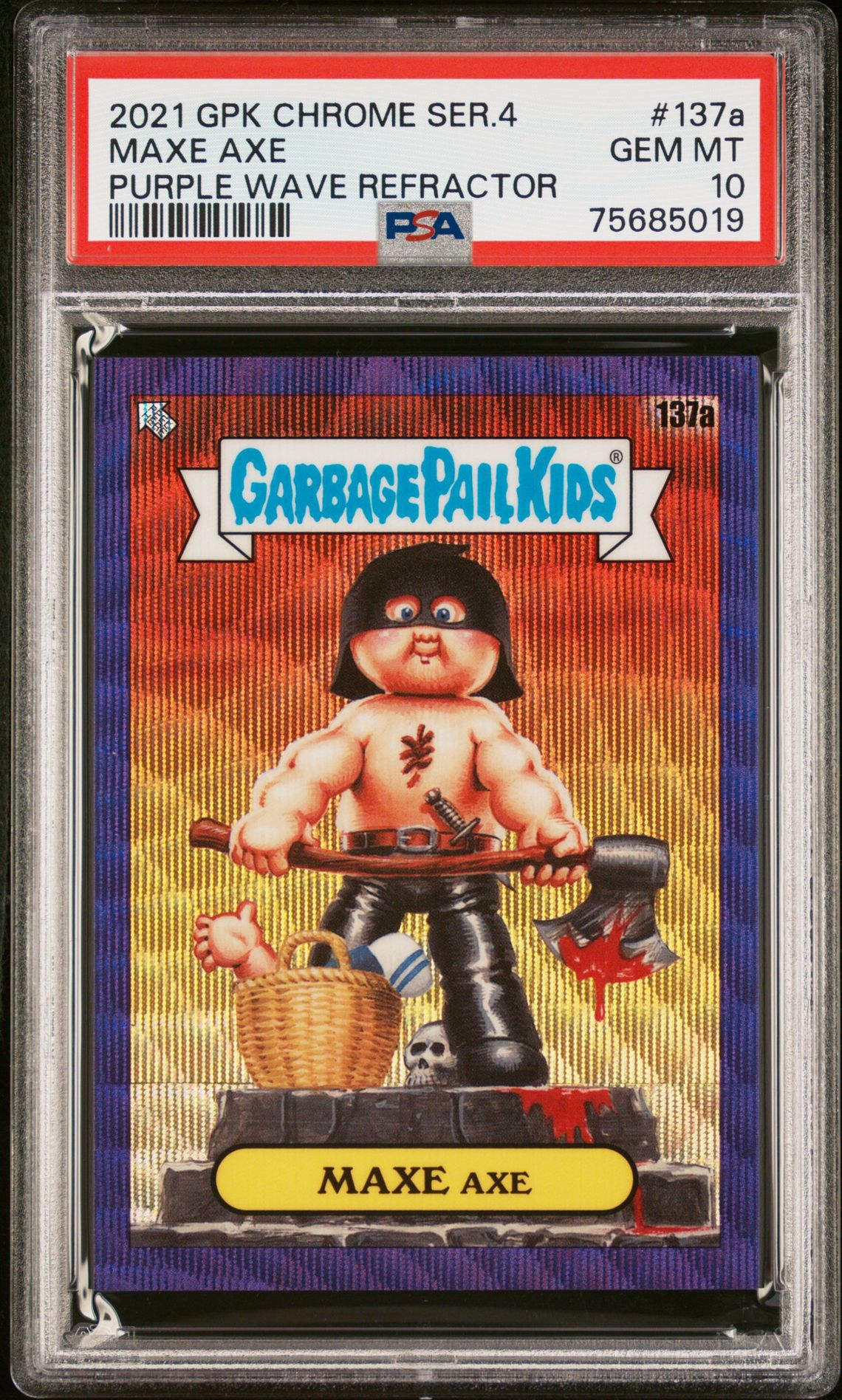 2021 Topps GARBAGE PAIL KIDS CHROME Refractor #137A Maxe Axe front