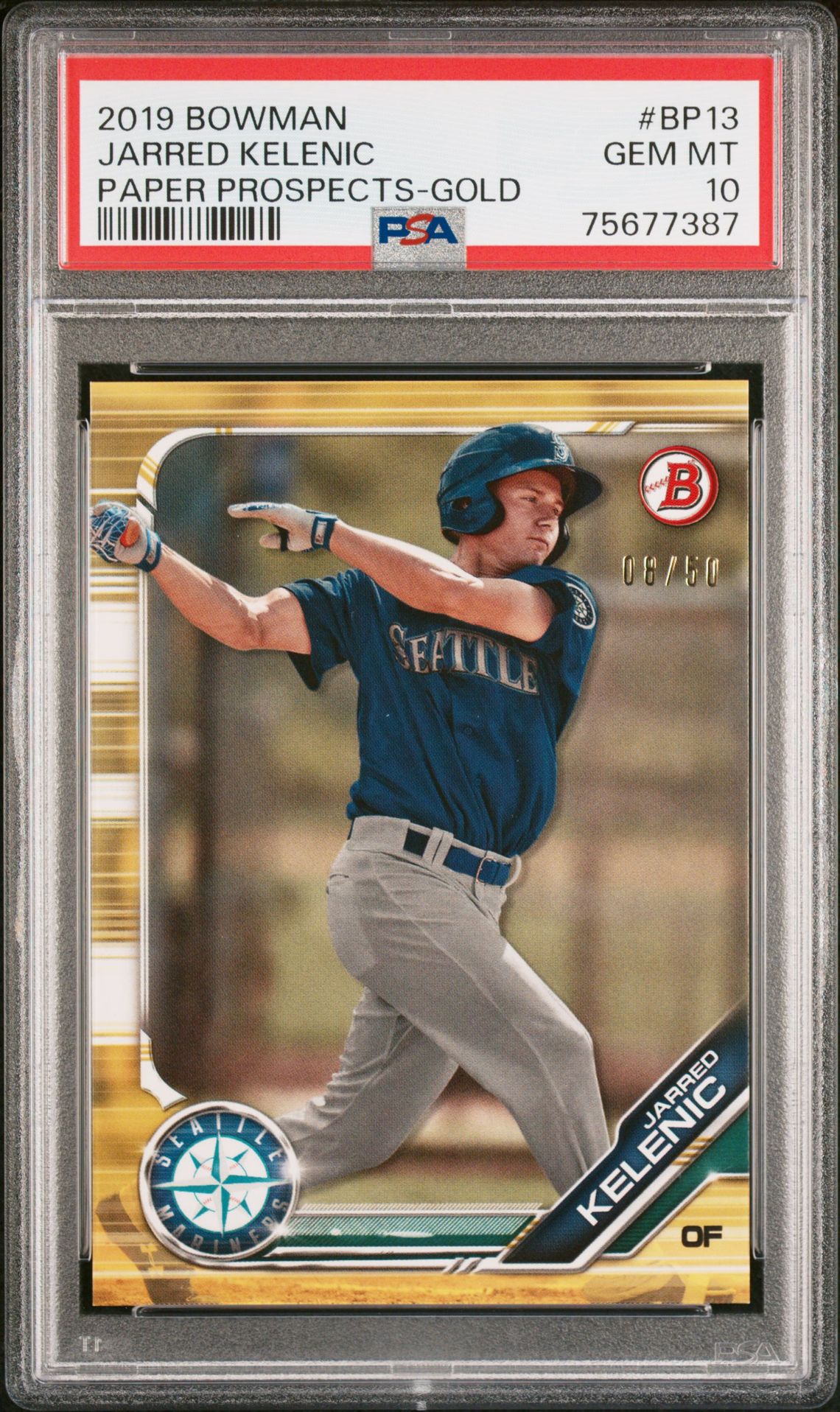 2019 Bowman BOWMAN PAPER PROSPECTS Gold #BP13 Jarred Kelenic front