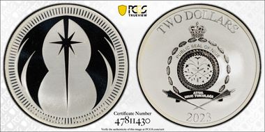 2023 $2 Jedi Order Crest Ag Star Wars First Strike MS70