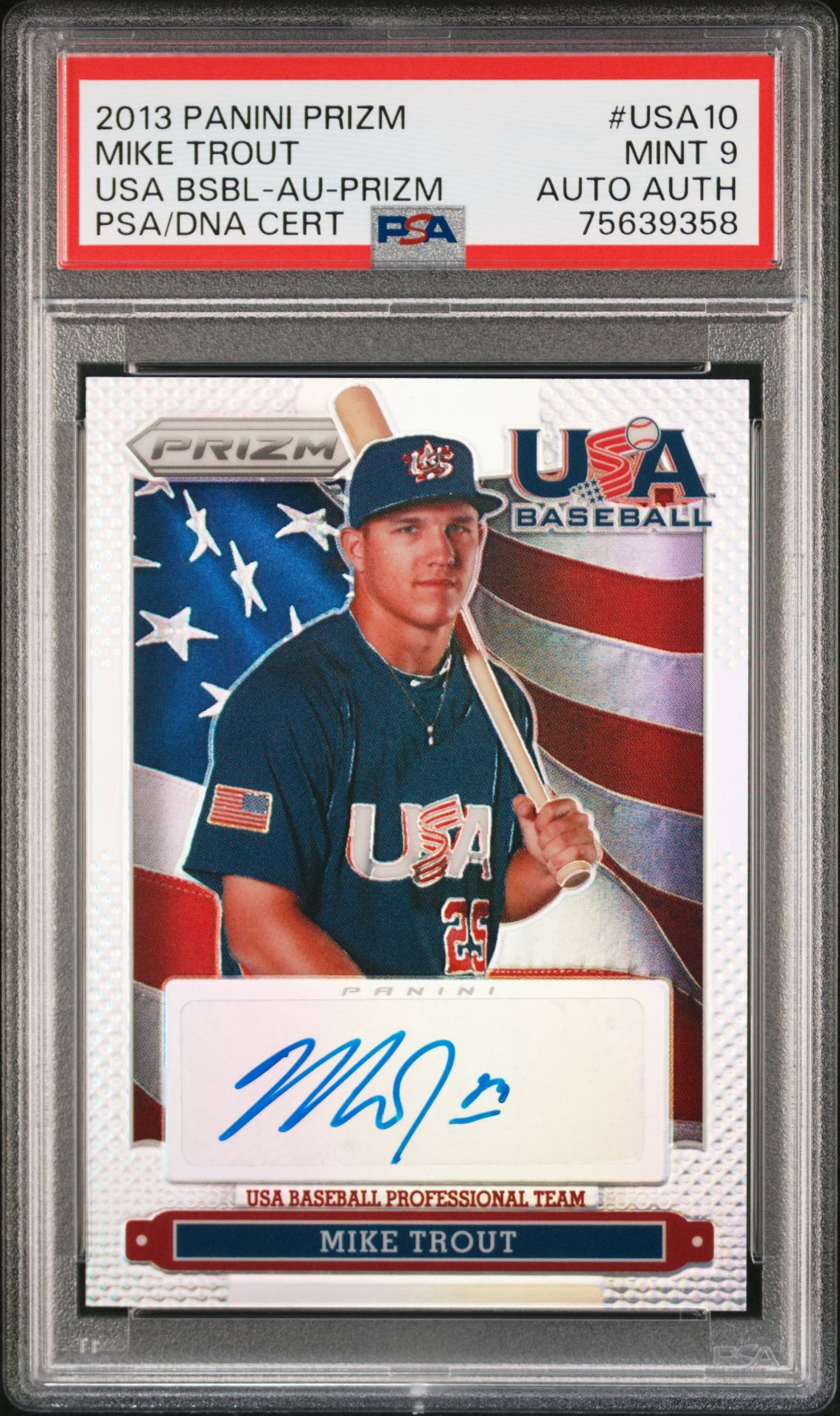 2013 Panini Prizm USA BSBL-AU-PRIZM #USA10 Mike Trout front