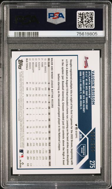 2023 Topps Vaughn Grissom #275 (Orange Foil) Gem Mt 10 back