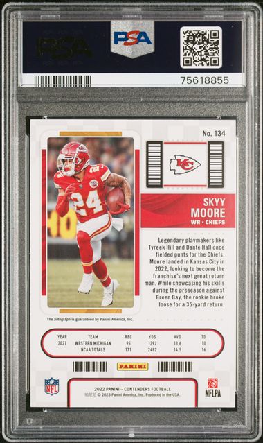 2022 Panini Contenders Skyy Moore #134 (Autograph-Showcase) Gem Mt 10 back