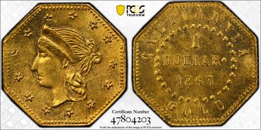 1863 G$1 BG-1307A - Restrike MS66