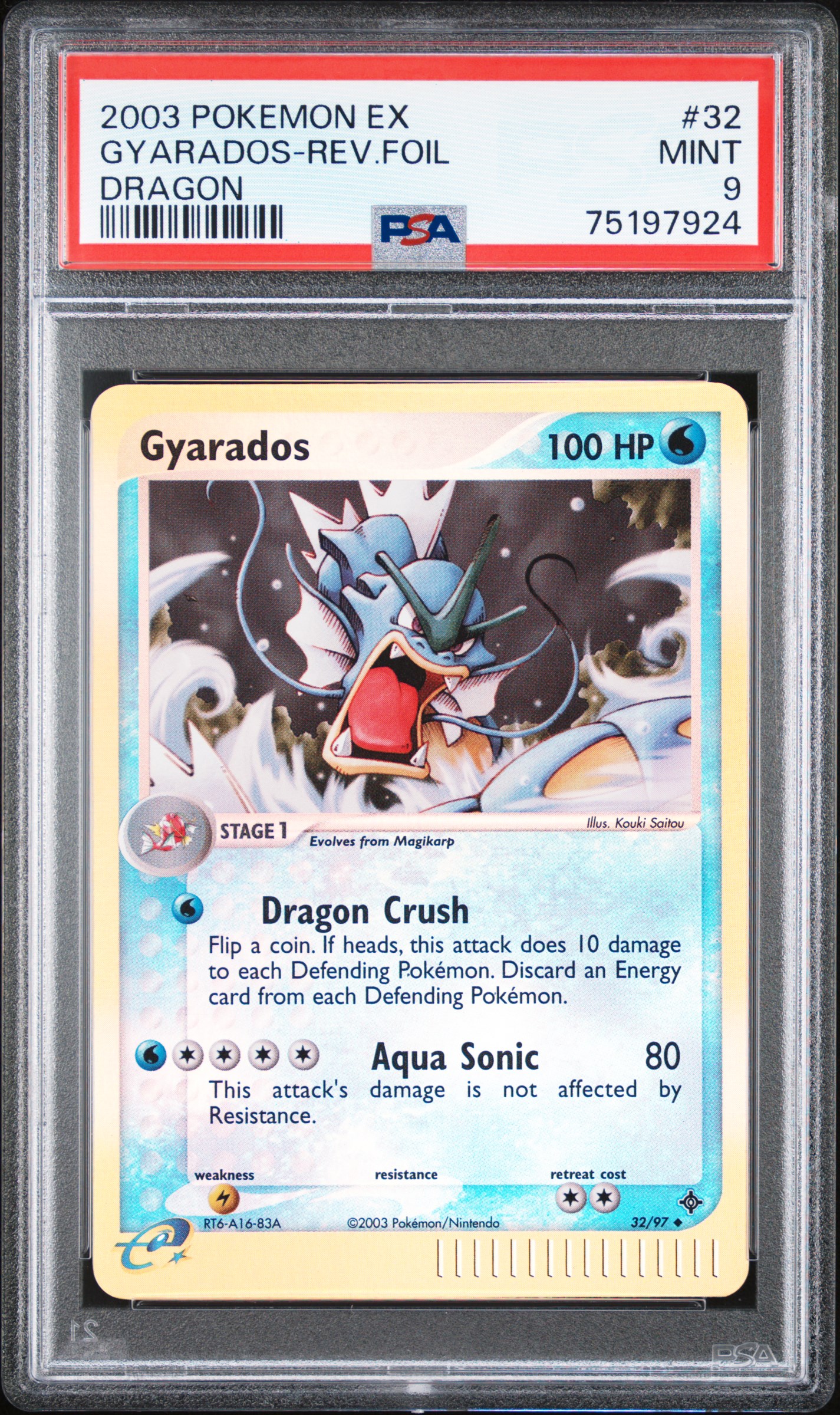 2003 Pokemon Ex Dragon #32 Gyarados-Reverse Foil – PSA MINT 9