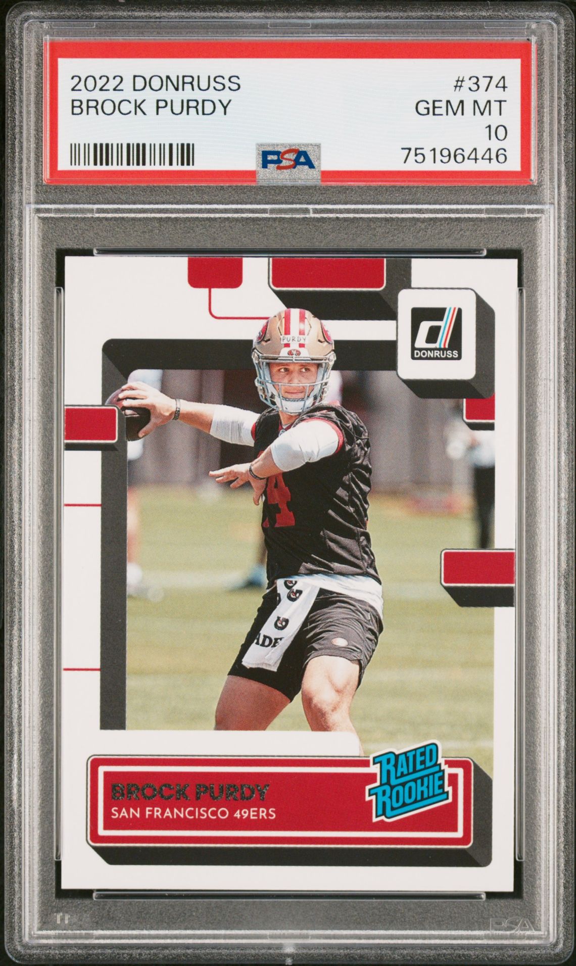 2022 Panini Donruss Brock Purdy #374 Gem Mt 10 front