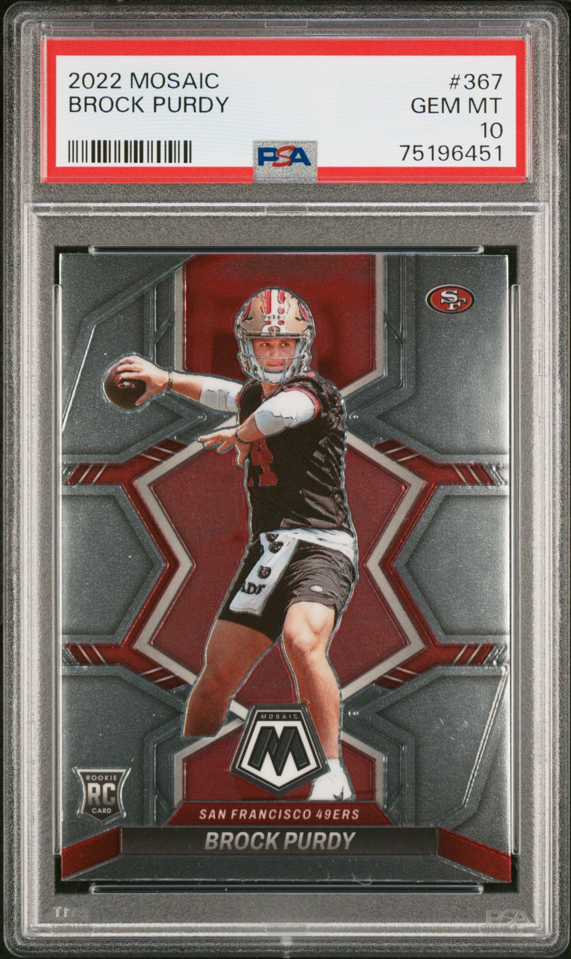 2022 Panini Mosaic Brock Purdy #367 Gem Mt 10 front