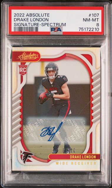 2022 Panini Absolute Signatures Spectrum #107 Drake London Signed Rookie  Card (#04/50) – PSA NM-MT 8 on Goldin Auctions