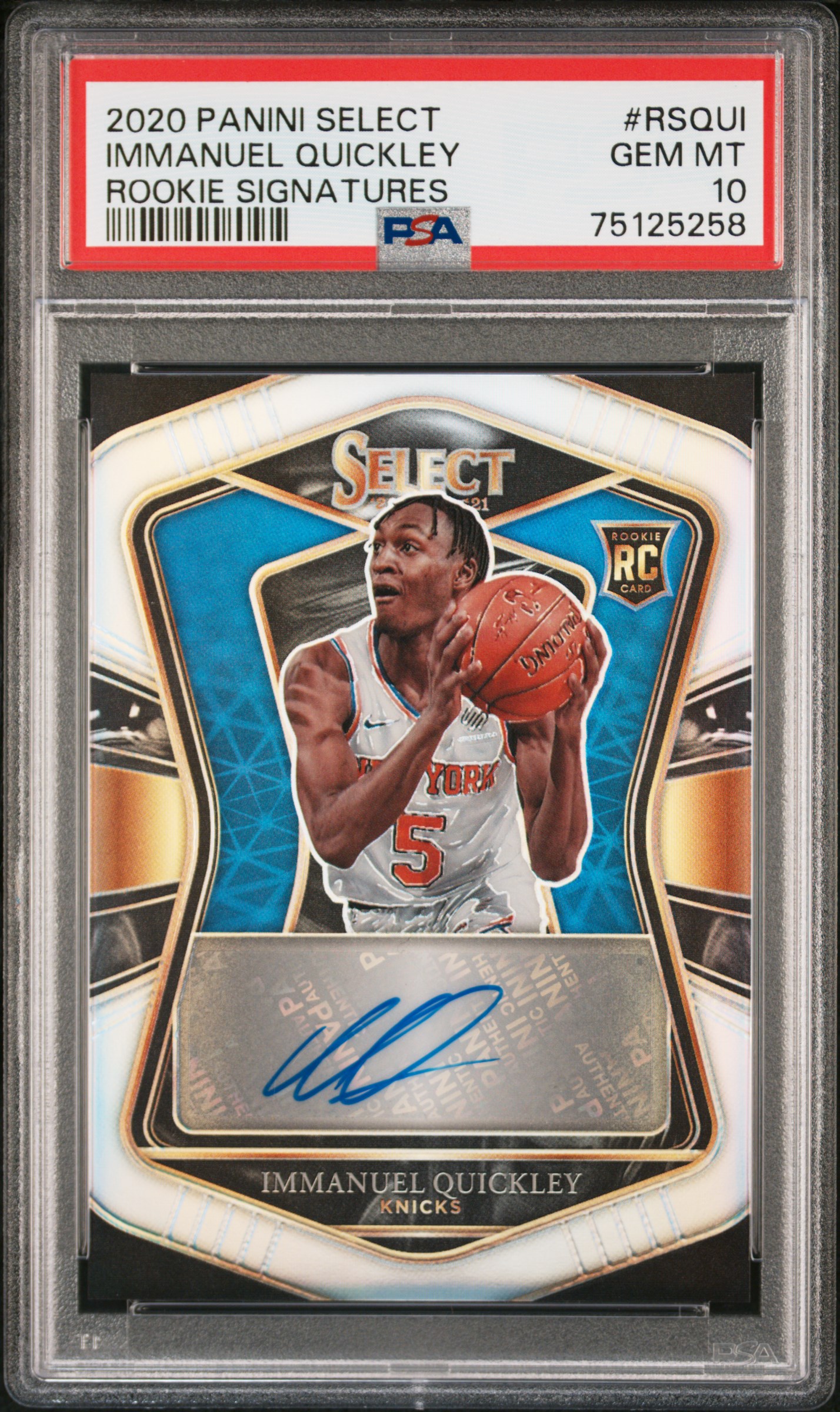 2020-21 Panini Select Rookie Signatures #RS-QUI Immanuel Quickley Signed Rookie Card (#035/249) - PSA GEM MT 10