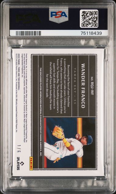 2022 Panini Three And Two Rookie Quad Jersey Wander Franco #Rqjwf (Rookie Quad Jersey-Red) Nm-Mt 8 back