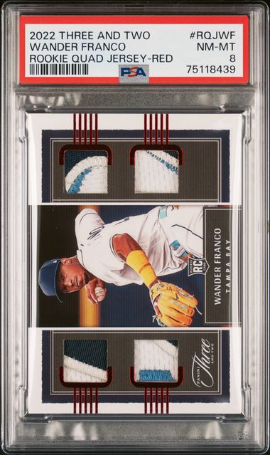 2022 Panini Three And Two Rookie Quad Jersey Wander Franco #Rqjwf (Rookie Quad Jersey-Red) Nm-Mt 8 front