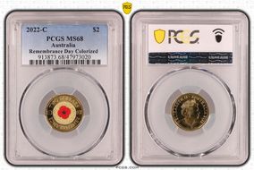 2022-C $2 Remembrance Day Colorized MS68