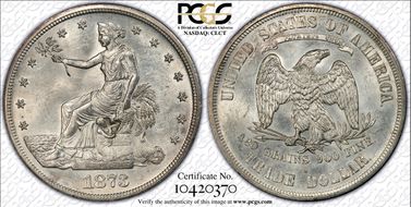 1873-S T$1 Chopmarked MS61