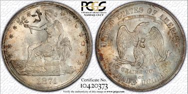 1874-CC T$1 Chopmarked MS64