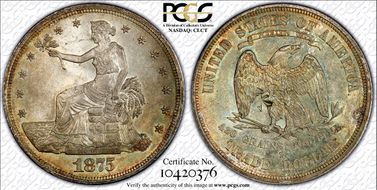 1875-S T$1 Chopmarked MS64