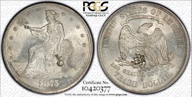 1875-S/CC T$1 Chopmarked MS62