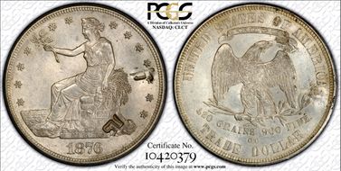 1876-CC T$1 Chopmarked MS61