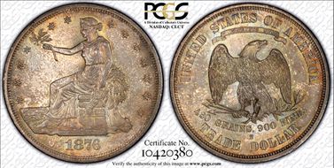 1876-S T$1 Chopmarked MS63