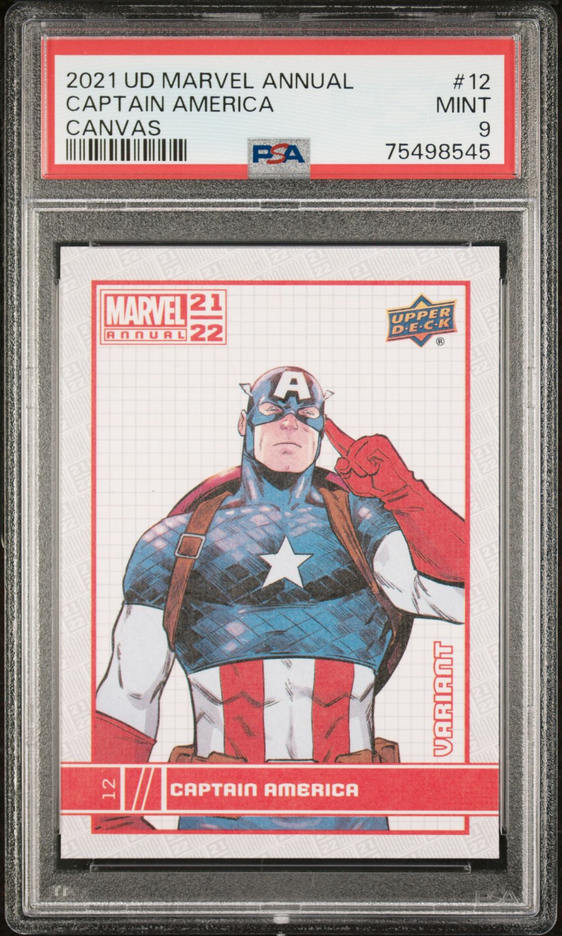 2021 UPPER DECK MARVEL ANNUAL CANVAS #12 Captain America front