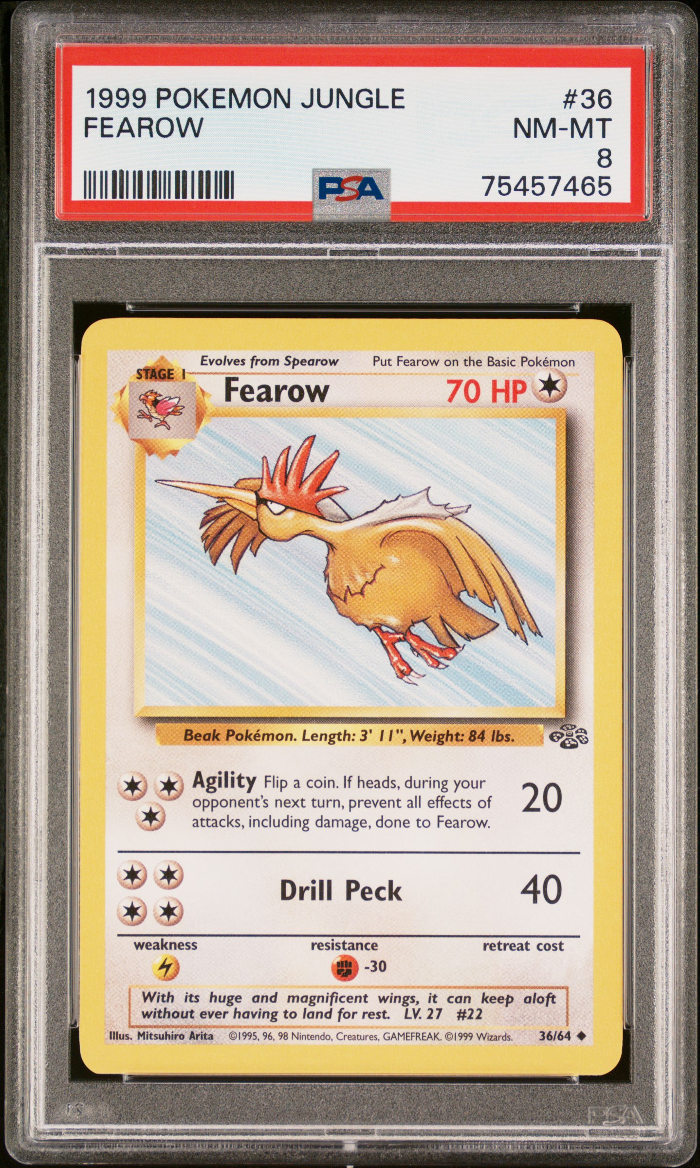 1999 Pokemon Jungle 36 Fearow – PSA NM-MT 8