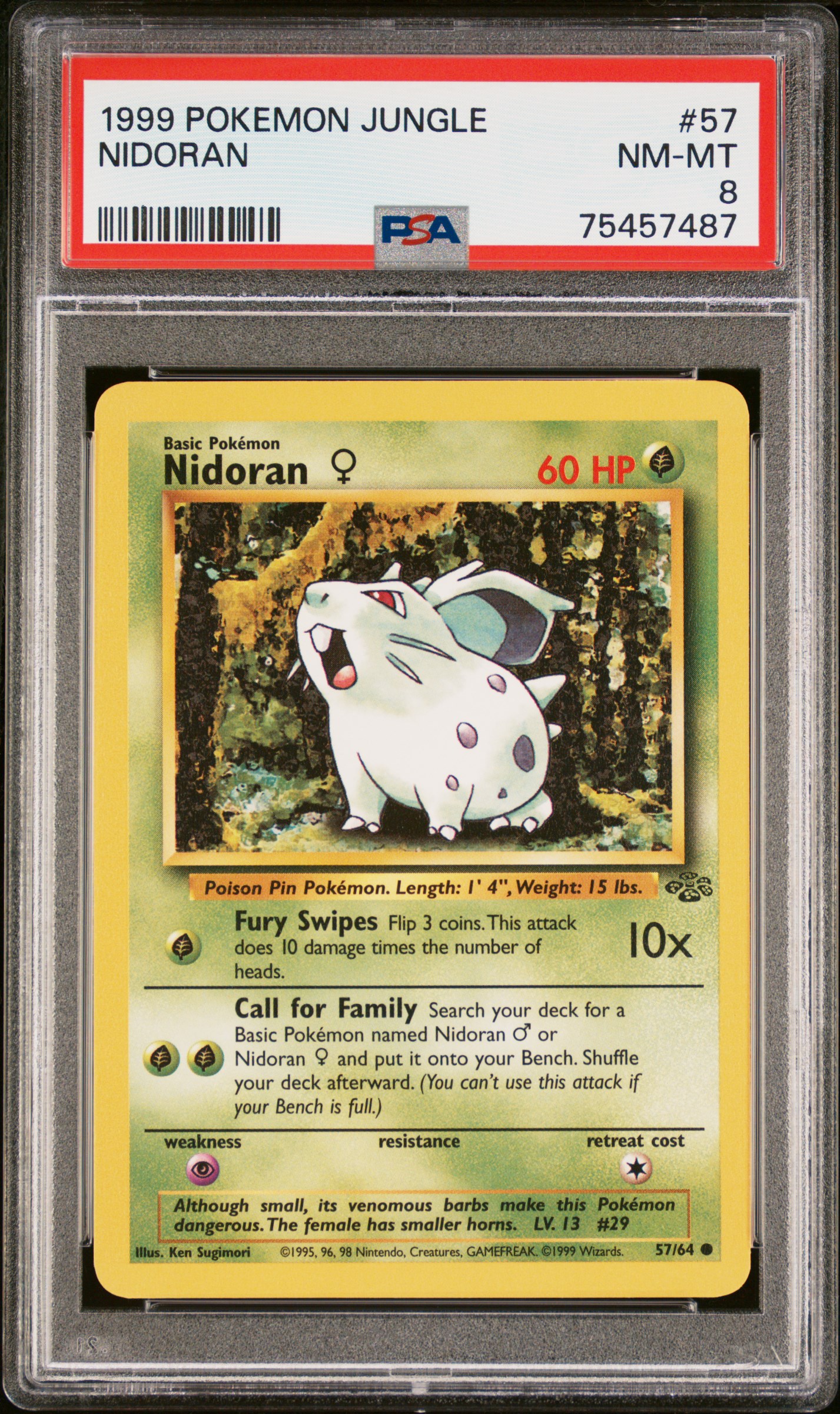 1999 Pokemon Jungle 57 Nidoran – PSA NM-MT 8